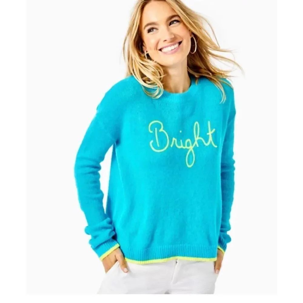LILLY PULITZER CHARLTON SWEATER Bright Turquoise Oasis Wool Blend